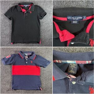 Bundle of two U.S. Polo Assn: Black with red AND Navy with red kids polos